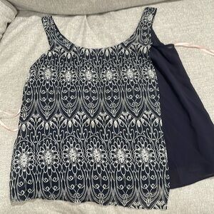 Forever 21 navy blue patterned blouse